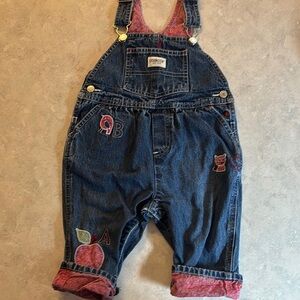 Kids Denim Overalls with Red Accents